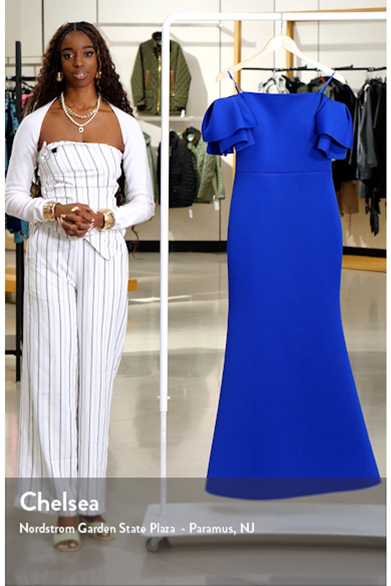 Ruffle Sleeve Off the Shoulder Mermaid Gown video