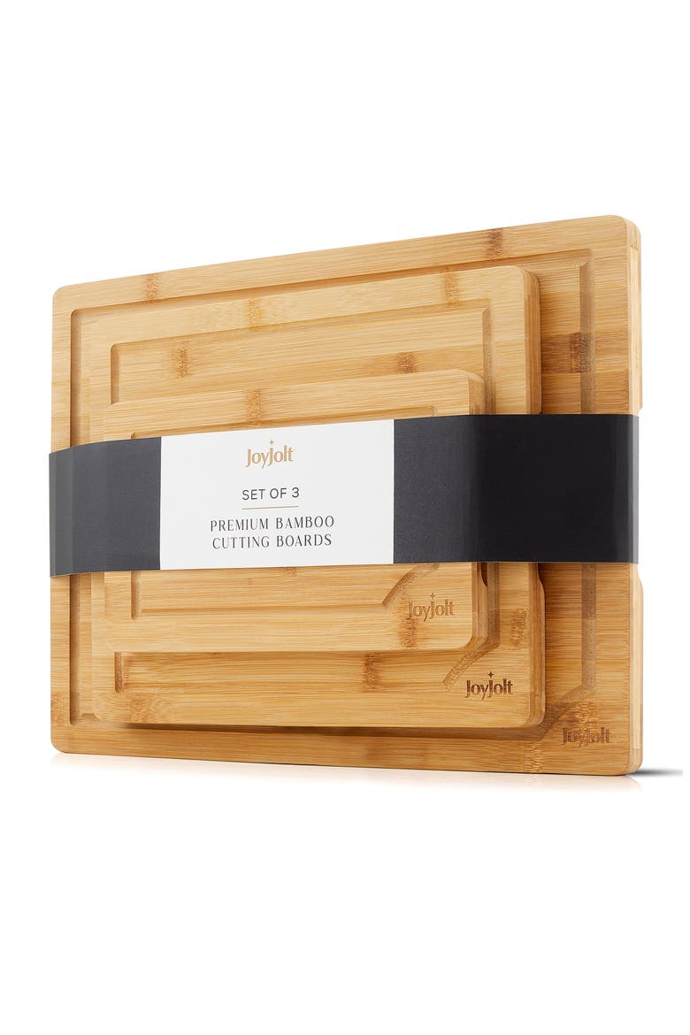 Set of 3 Multisize Bamboo Cutting Boards, Alternate, color, BROWN