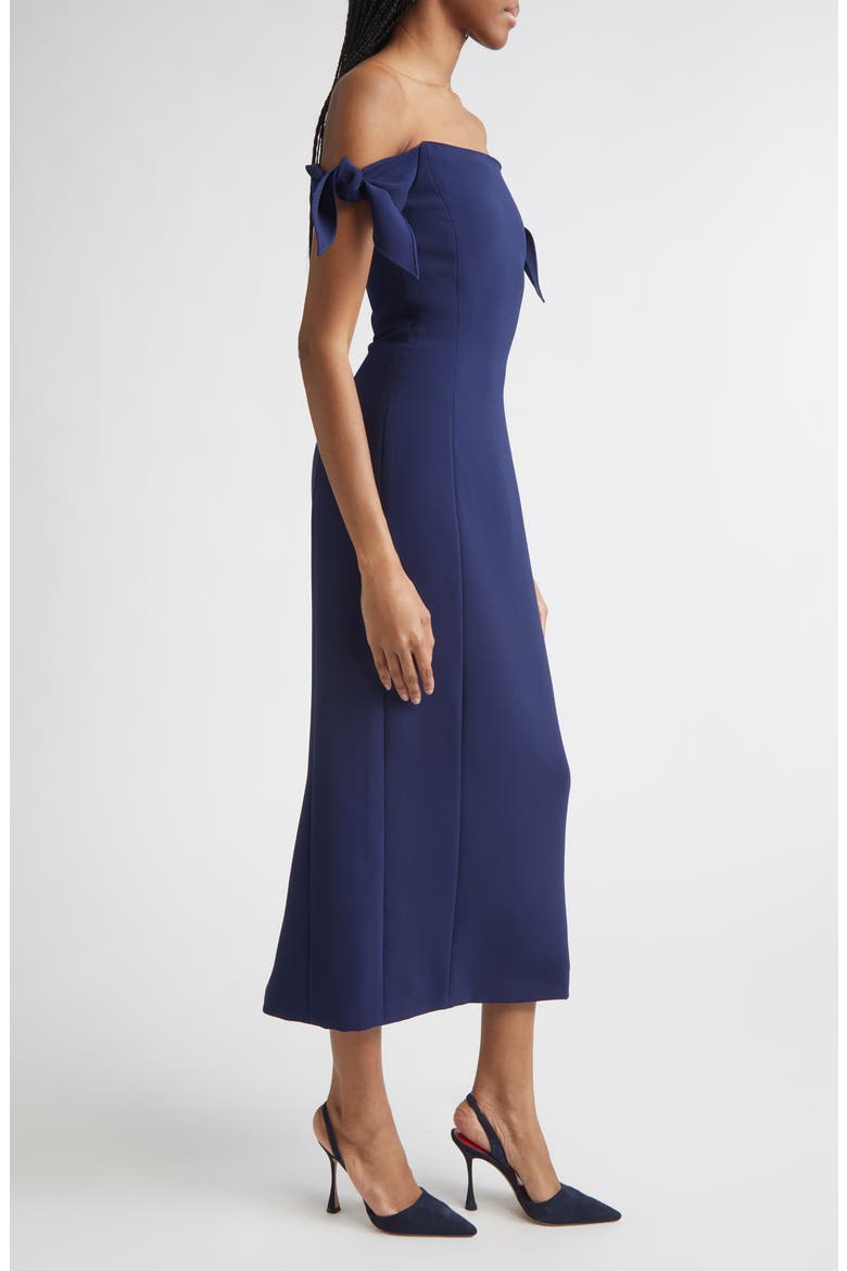 Off the Shoulder Stretch Crepe Column Dress, Alternate, color, MIDNIGHT