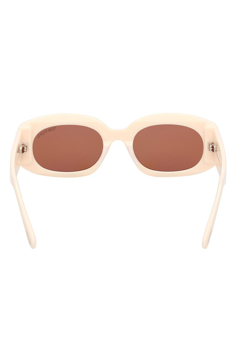 TOM FORD Cielle 52mm Oval Sunglasses, Alternate, color, Shiny Ivory/ Brown Lenses