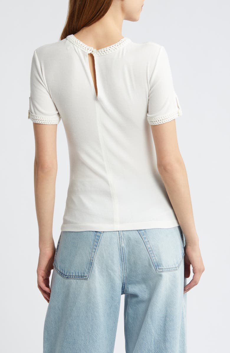 FRAME Crochet Trim Stretch Modal T-Shirt, Alternate, color, White