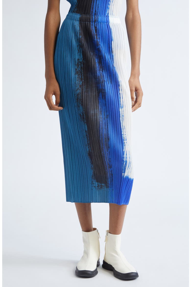 Jump Print Pleated Skirt, Main, color, BLUE