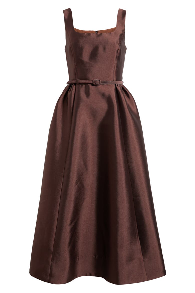 Belted Fit & Flare Gown, Alternate, color, BROWN