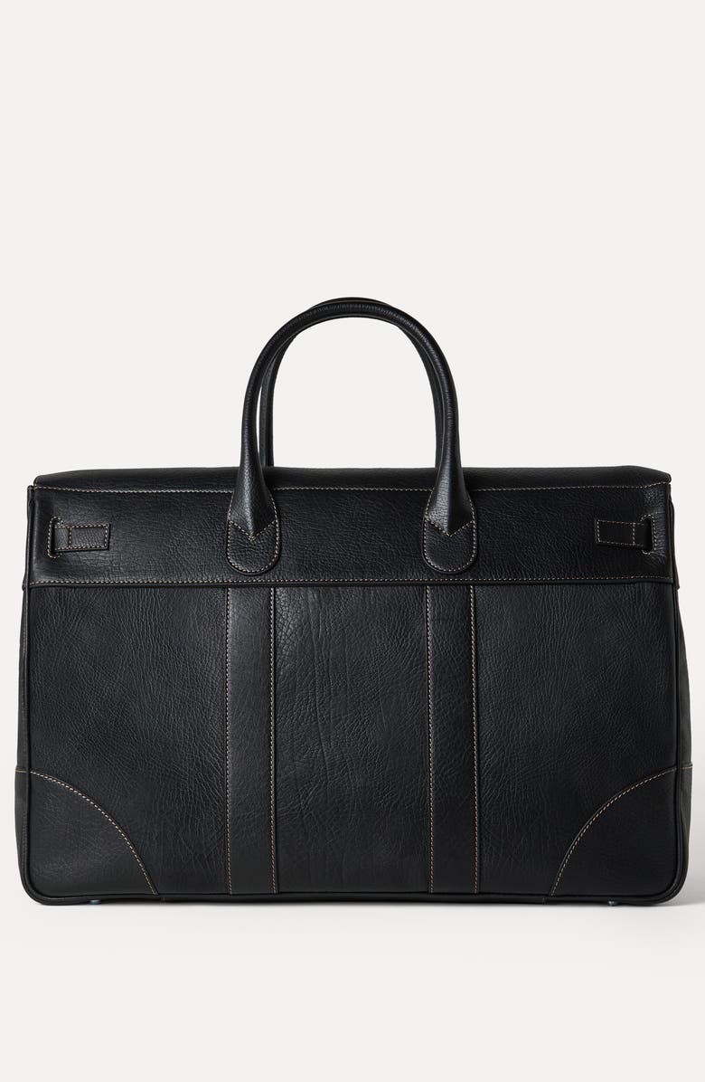 Brunello Cucinelli Grained calfskin country bag, Alternate, color, Black