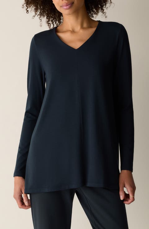 Long Sleeve V-Neck Tunic Top