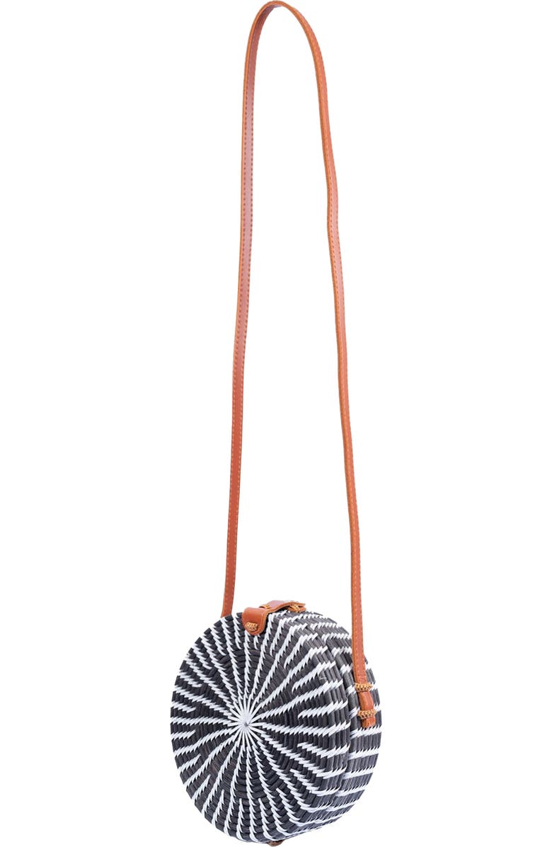 Jelavu Ata Bali Rattan Canteen Crossbody Bag, Alternate, color, Black/ White