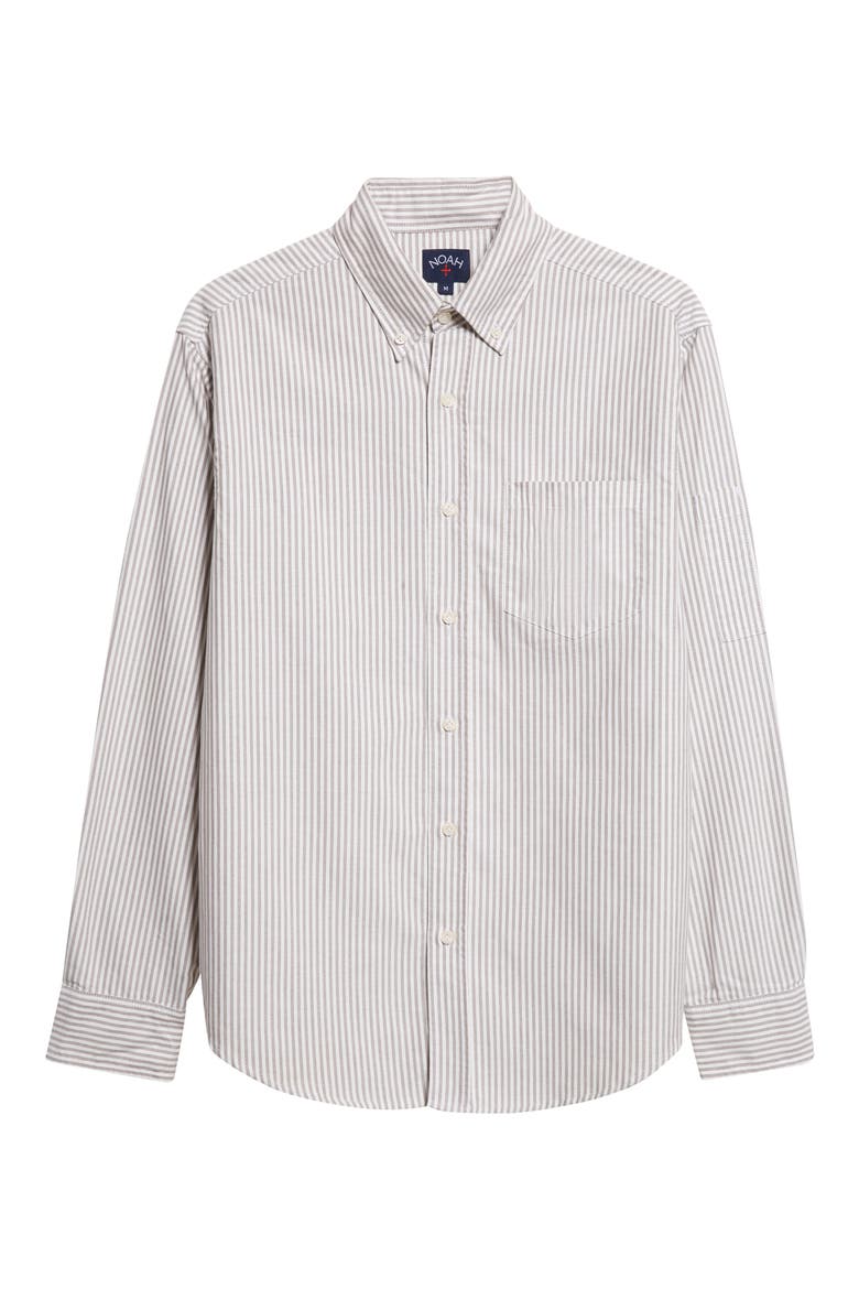 Oxford Cotton Button-Down Shirt, Alternate, color, WHITE / BROWN