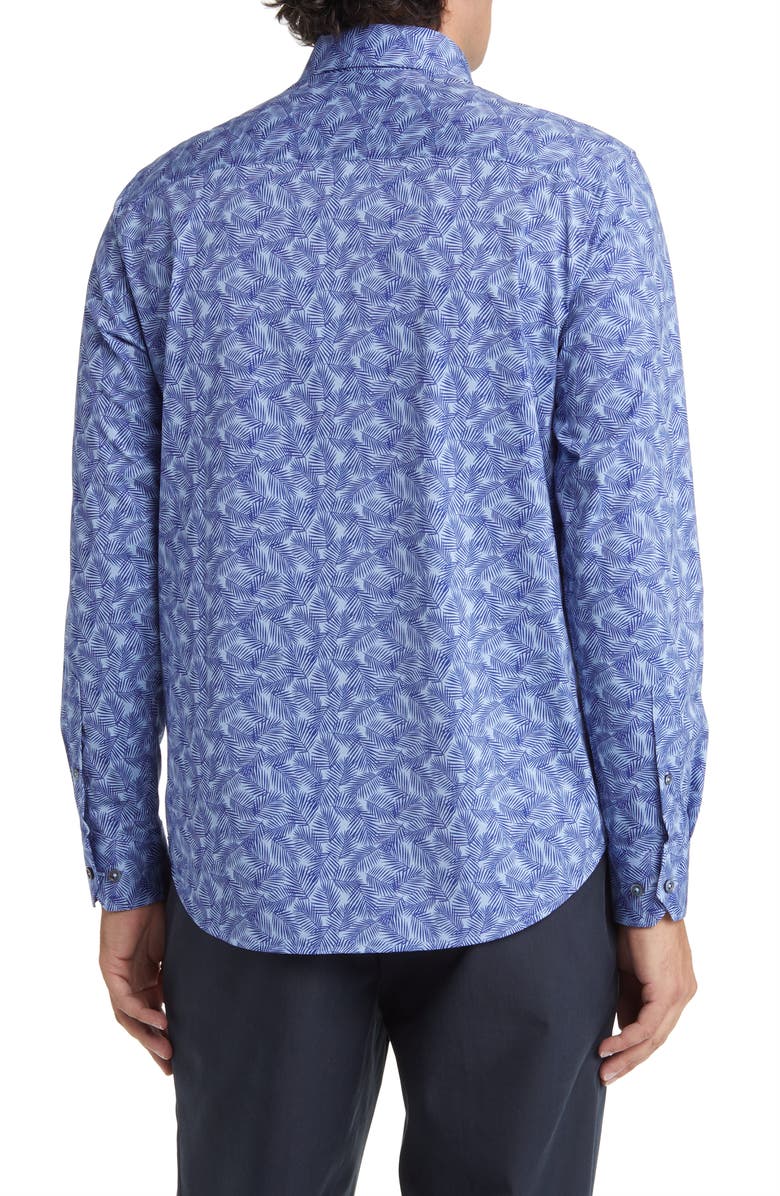 Bugatchi James OoohCotton<sup>®</sup> Leaf Print Button-Up Shirt, Alternate, color, 