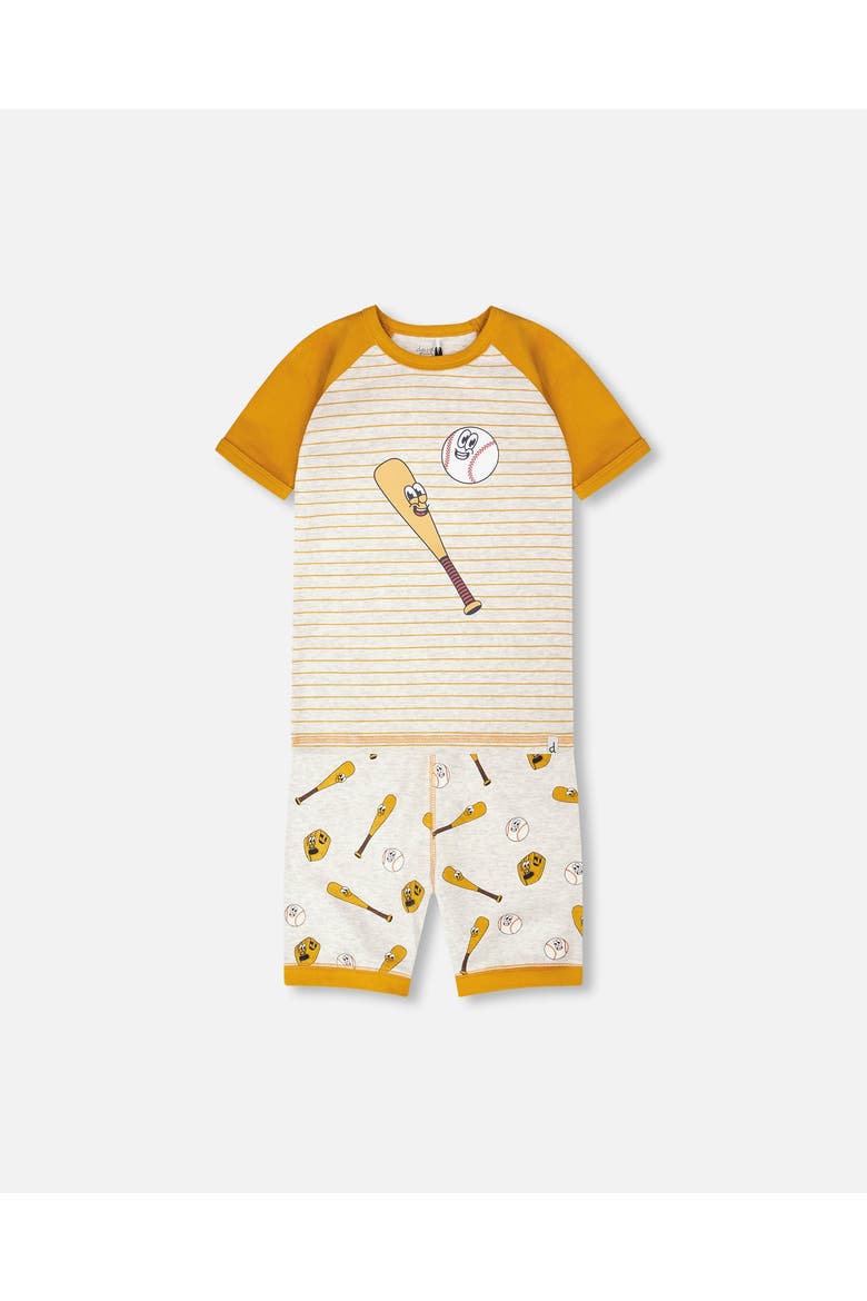 Organic Cotton Baseball Two-Piece Pyjama Set, Main, color, Grey Mix Baseball Print