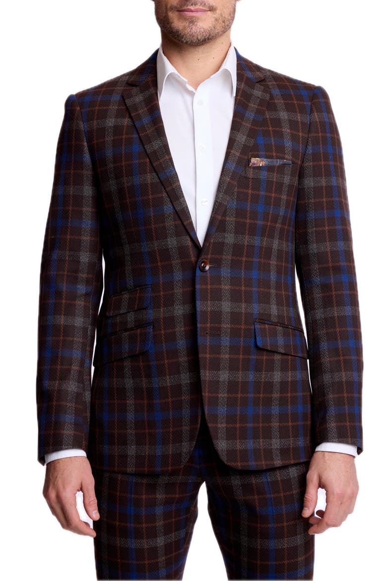 Dover Slim Fit Plaid Suit Jacket, Main, color, CHOCOLATE ROYAL RUST CHECK