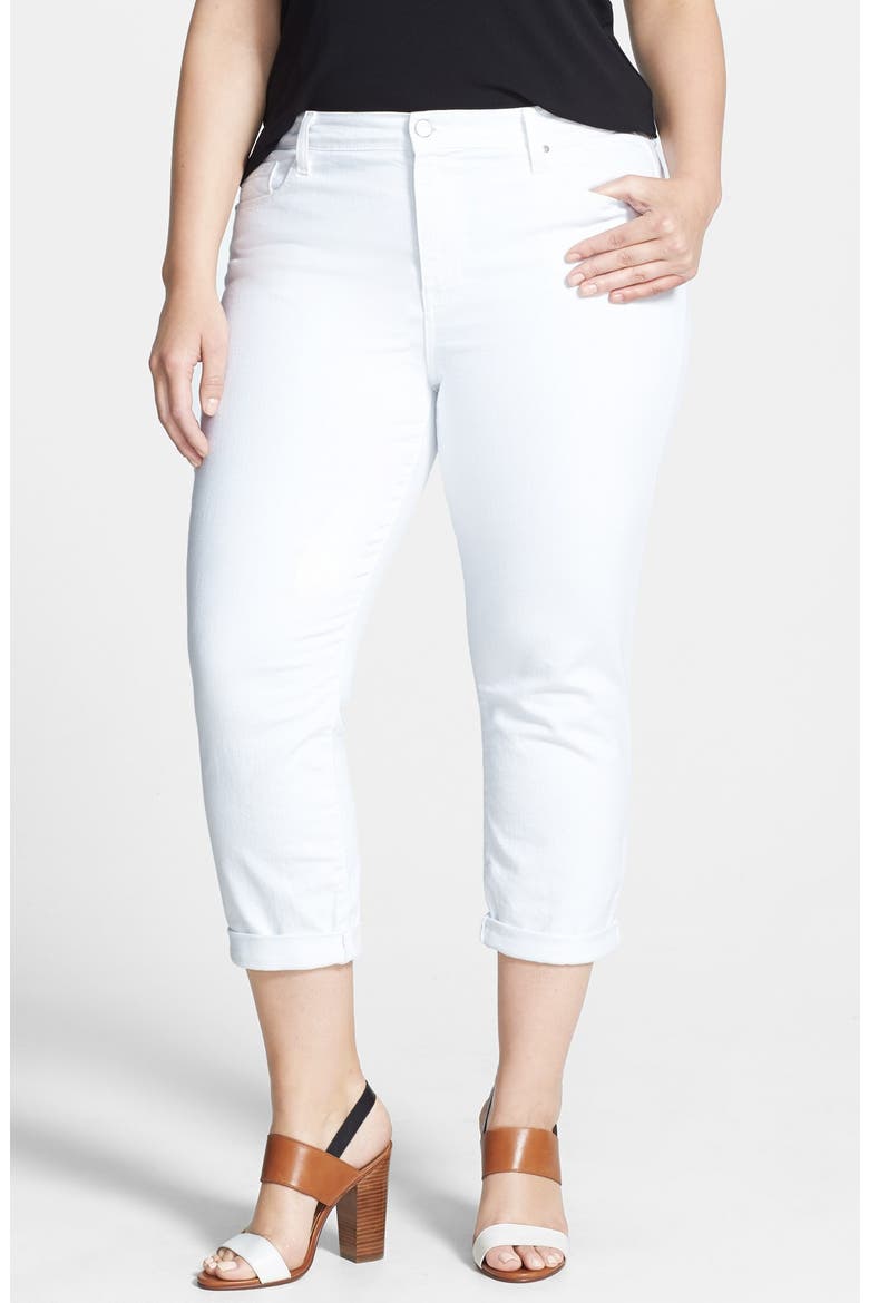 'Soho' Roll Cuff Crop Skinny Jeans, Main, color, WHITE
