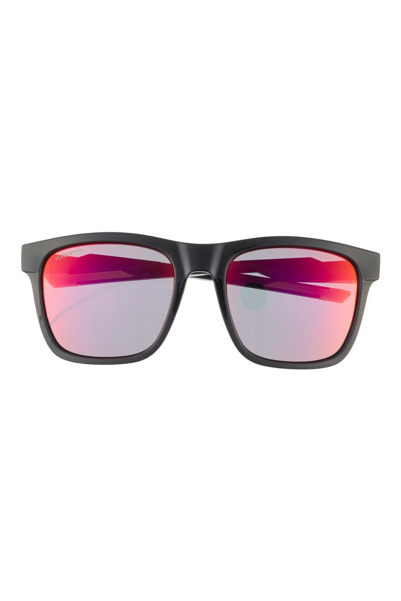 Sport 56mm Square Sunglasses, Main, color, BLACK BLACK RED