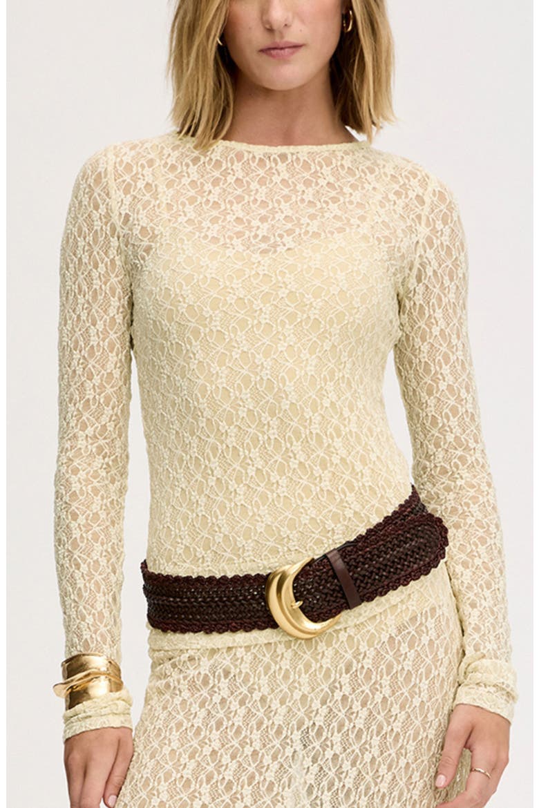 Sheer Lace Top, Main, color, ALMOND
