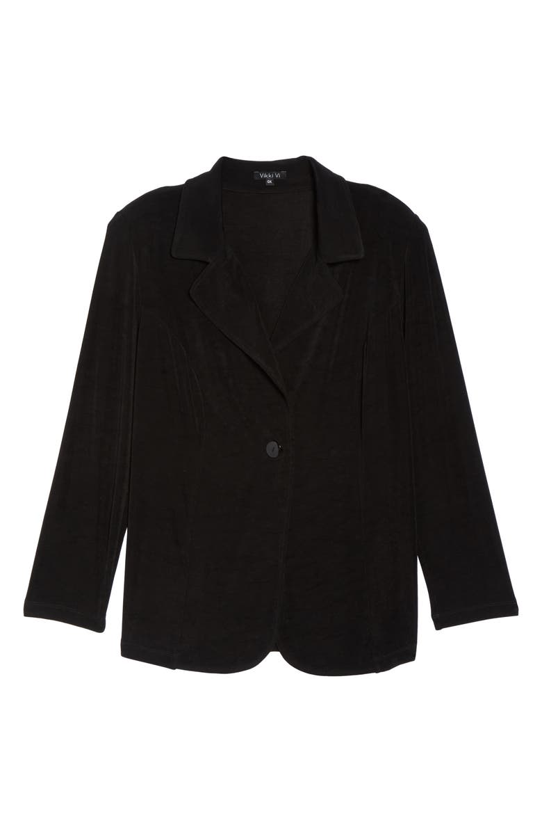 Vikki Vi One-Button Stretch Knit Blazer, Alternate, color, Black