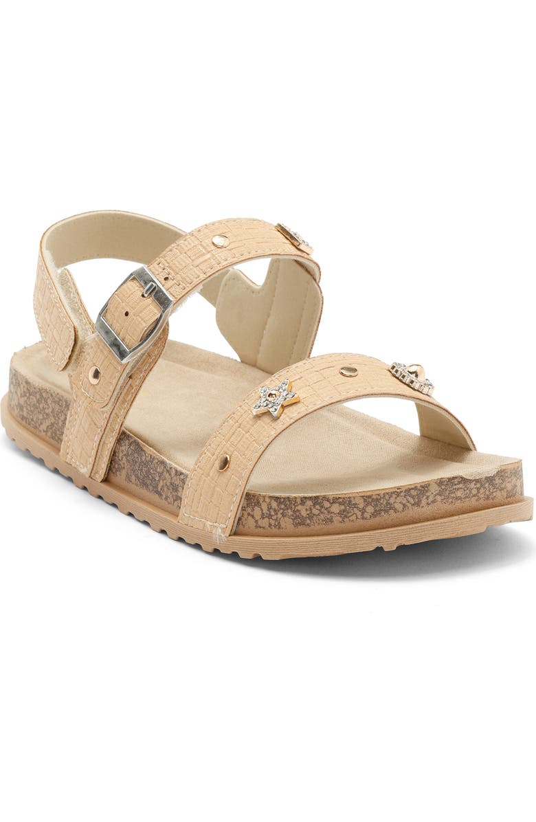 bebe Kids' GIRLS FOOTBED SANDAL WITH CHA, Main, color, Tan