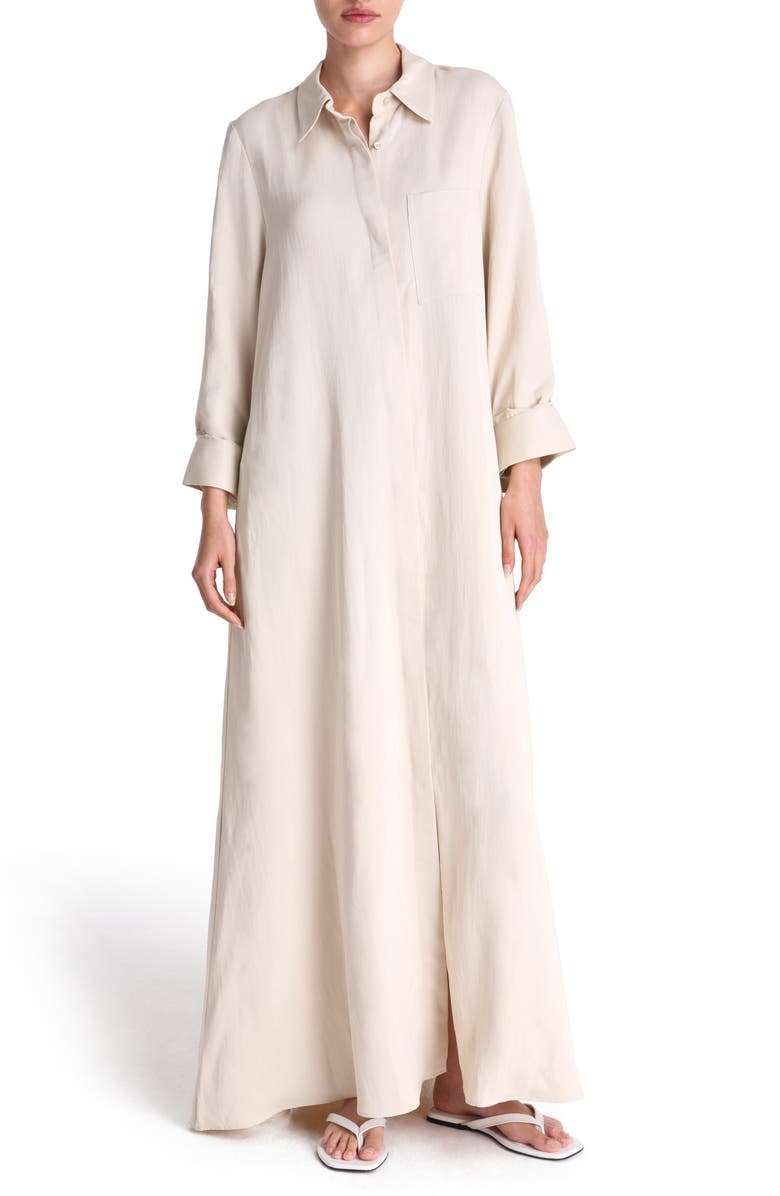 TWP Jenny's Long Sleeve Maxi Shirtdress, Main, color, Bone