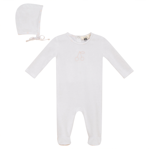 Cherry Print Romper and Bonnet Velour Set (Baby)