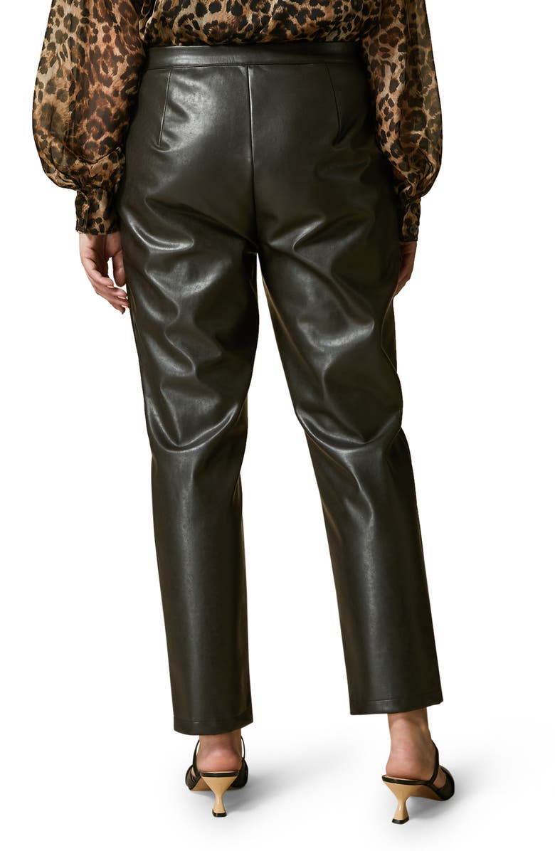 Marina Rinaldi Reims Faux Leather High Waist Straight Leg Trousers, Alternate, color, 