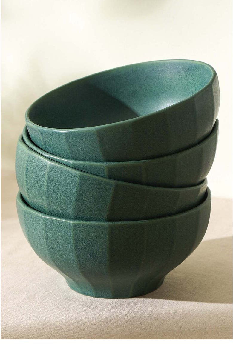 Stone Lain Rio Stoneware 4-Piece Bowl Set, Alternate, color, Green