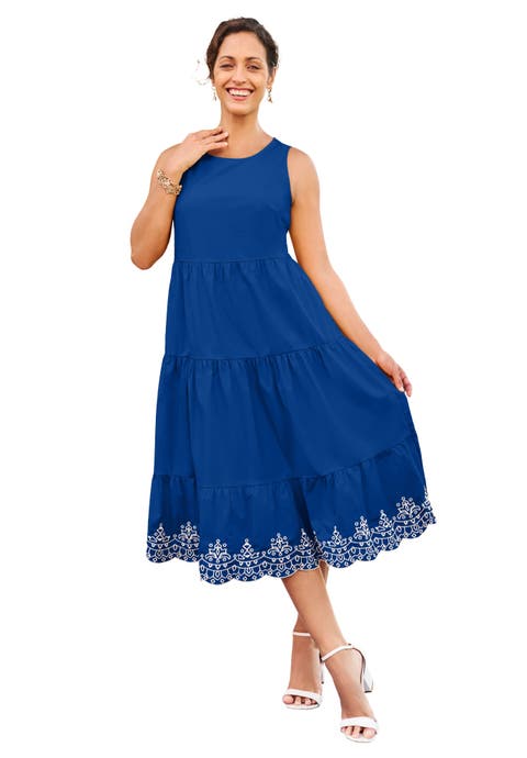 Sleeveless Eyelet Poplin Dress (Plus)