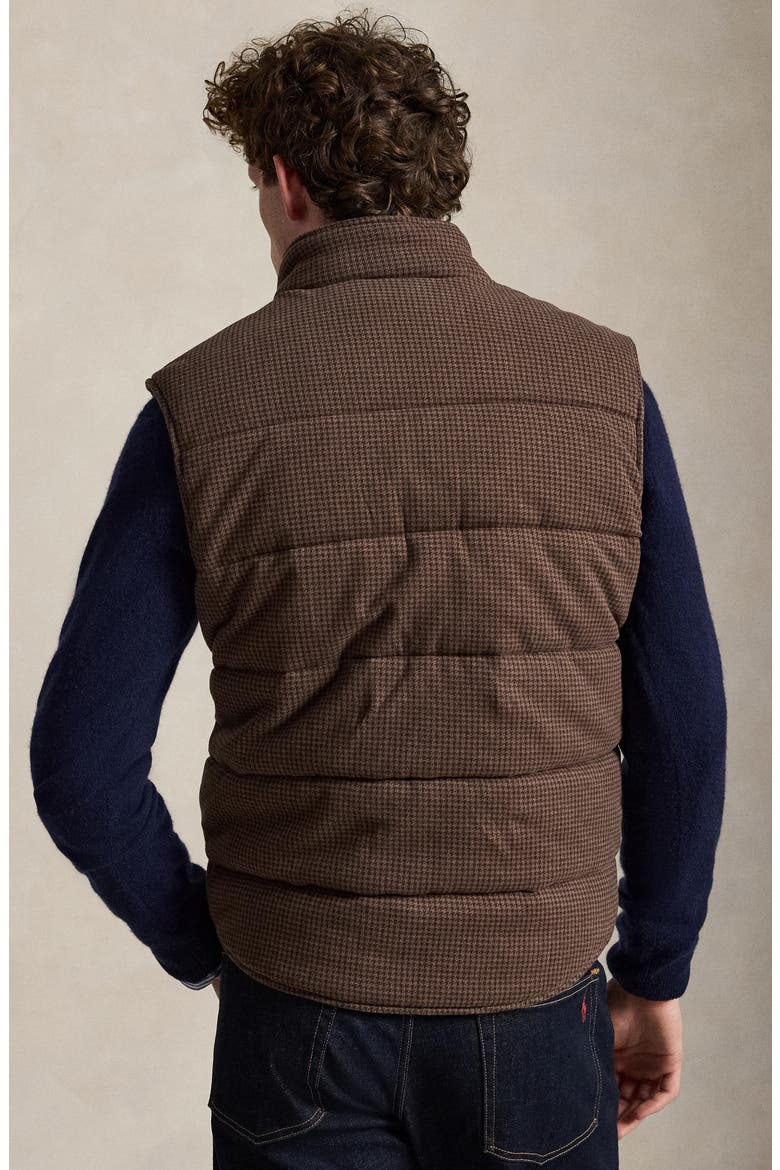 Houndstooth Jacquard Quilted Vest, Alternate, color, BROWN