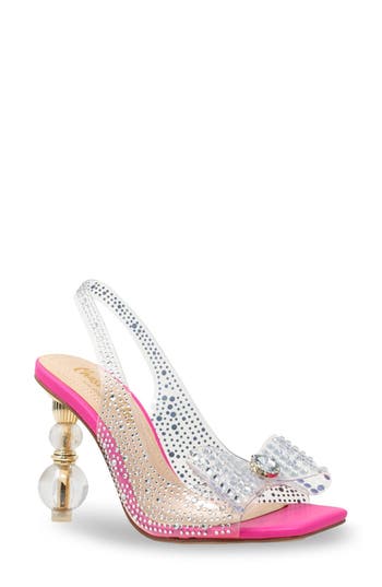 Chase & Chloe Chase And Chloe Gypsy Crystal Embellished Slingback Sandal In Pink