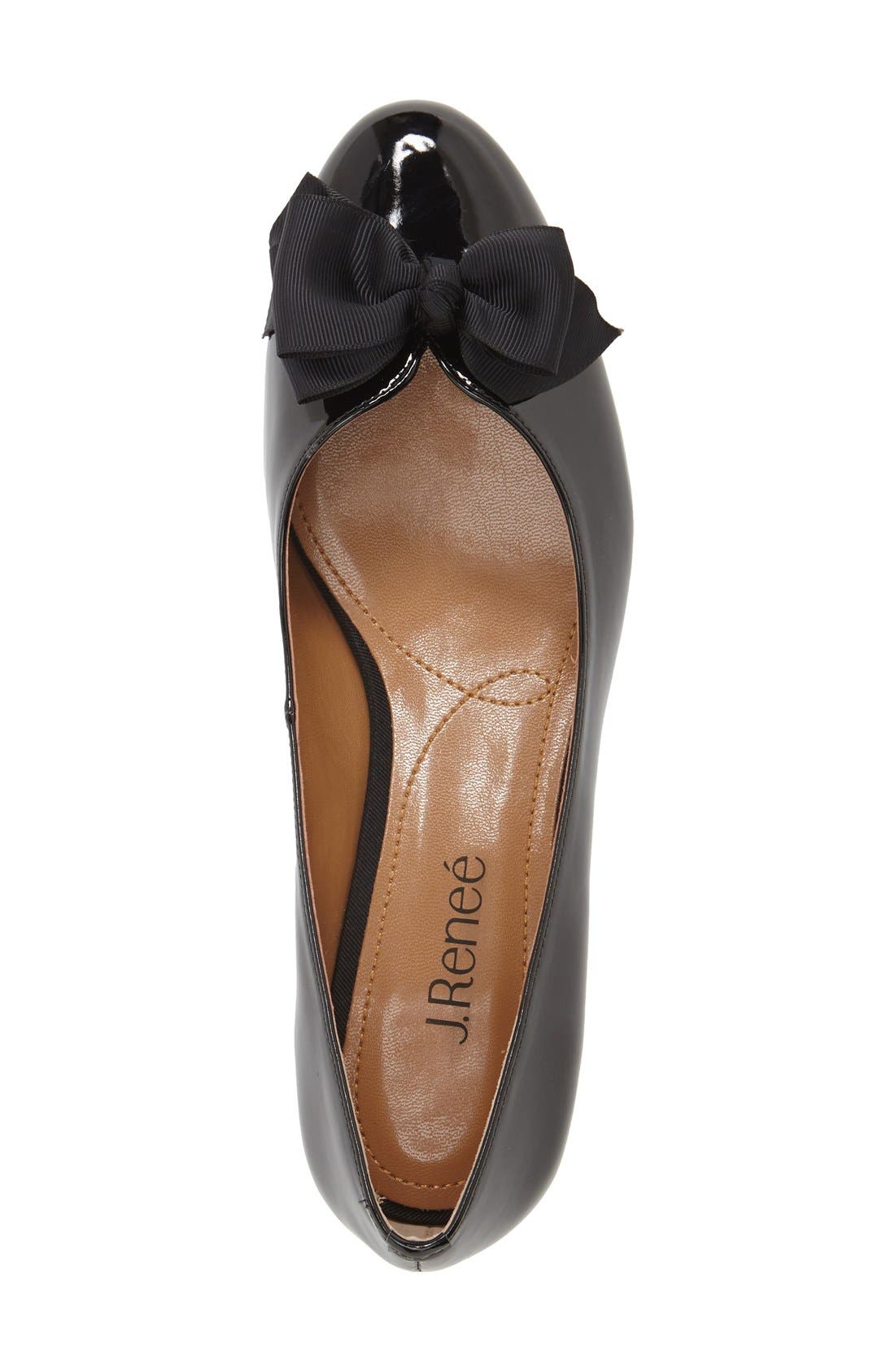 Cameo Bow Pump, Alternate, color, BLACK FAUX PATENT