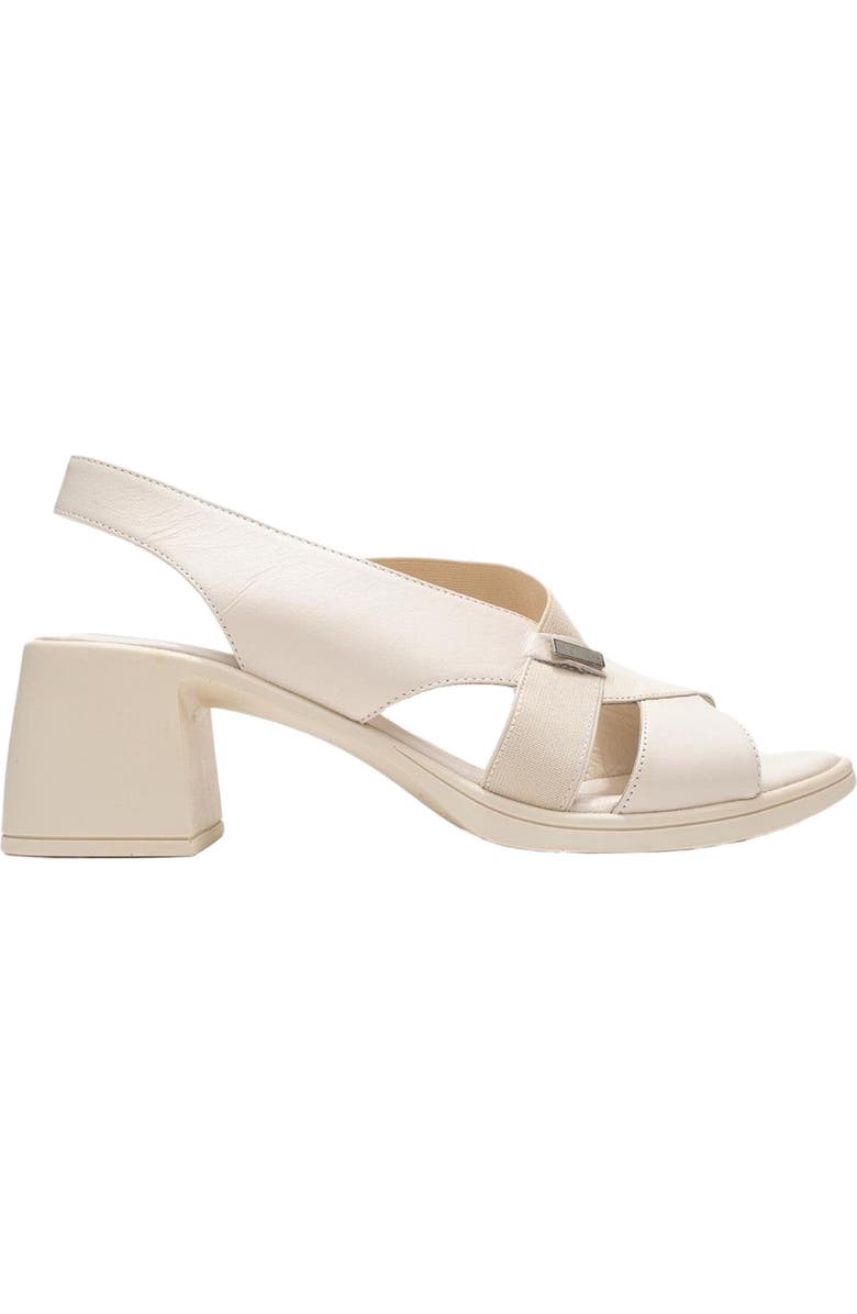 Forever & Always Shoes Crina Elasticated Leather Chunky Heel Sandal, Alternate, color, Beige Leather