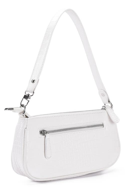 Adornia Croc Embossed Shoulder Bag In White