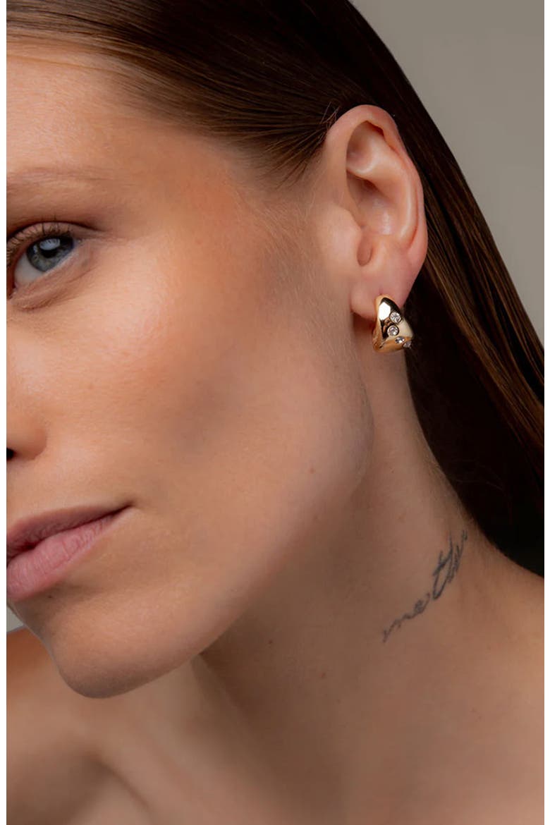 Remeni Crystal Chubby Hoop Earrings in Gold, Alternate, color, Gold