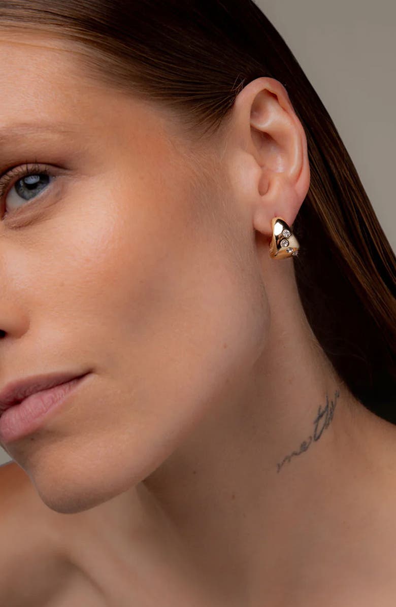 YOJ Remeni Crystal Chubby Hoop Earrings in Gold, Alternate, color, Gold