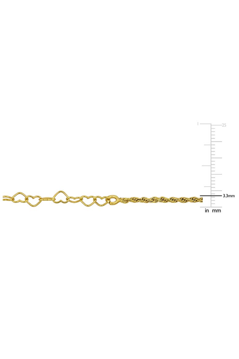 Heart Link & Rope Chain Bracelet, Alternate, color, YELLOW GOLD