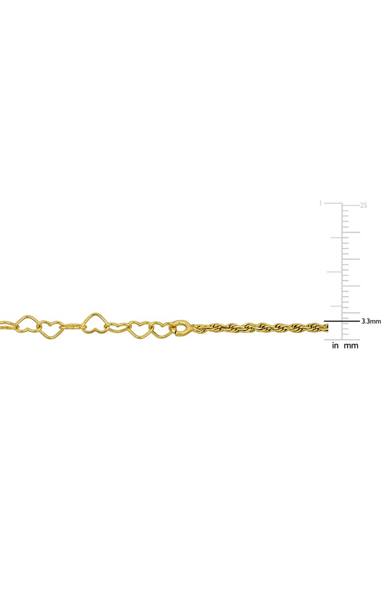 DELMAR Heart Link & Rope Chain Bracelet, Alternate, color,