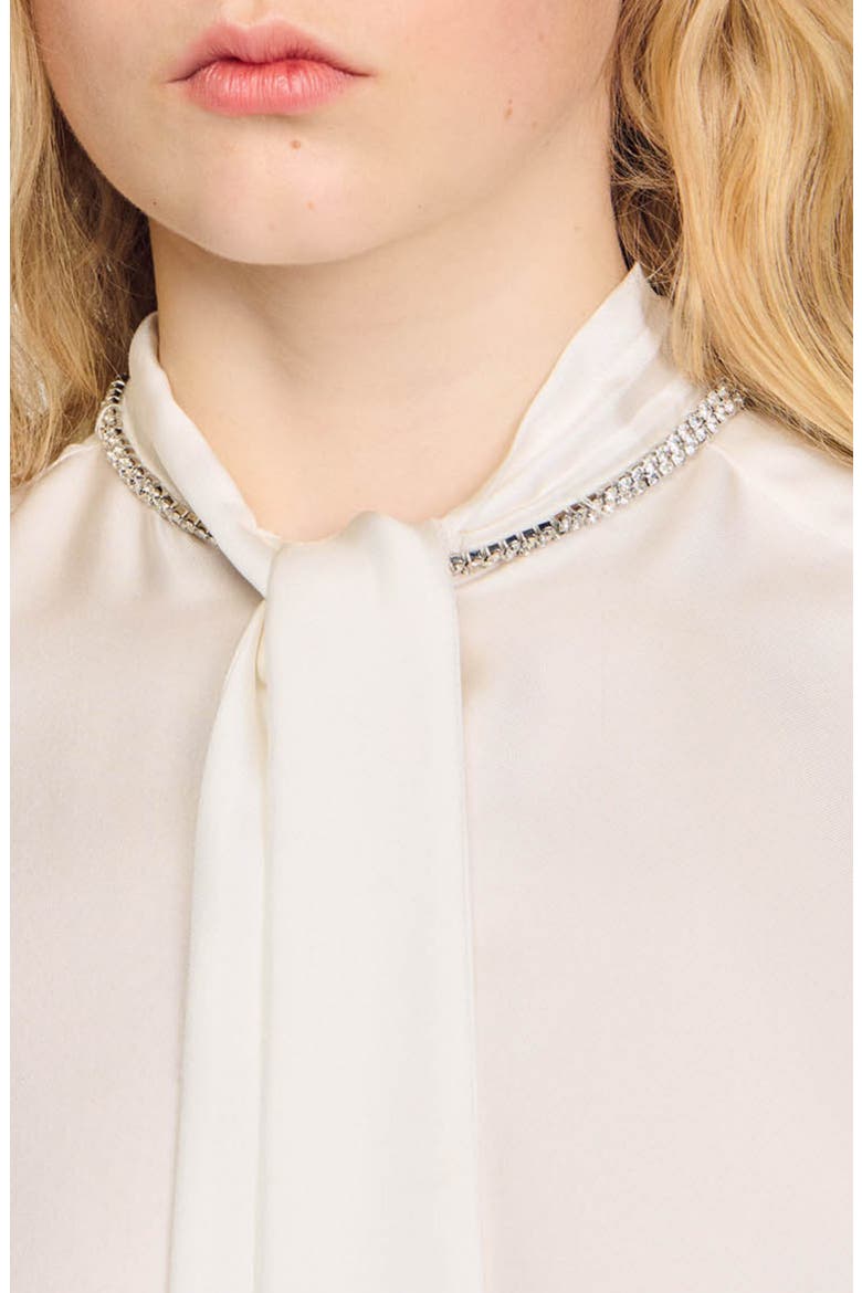 Cropped silk shirt, Alternate, color, Ecru