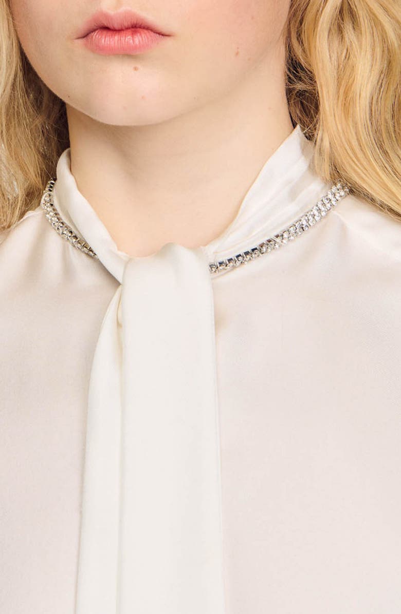 SANDRO Cropped silk shirt, Alternate, color,