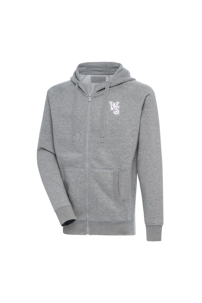 Men's Antigua  Heather Gray Winston-Salem Dash Victory Full-Zip Hoodie, Main, color, Heather Gray