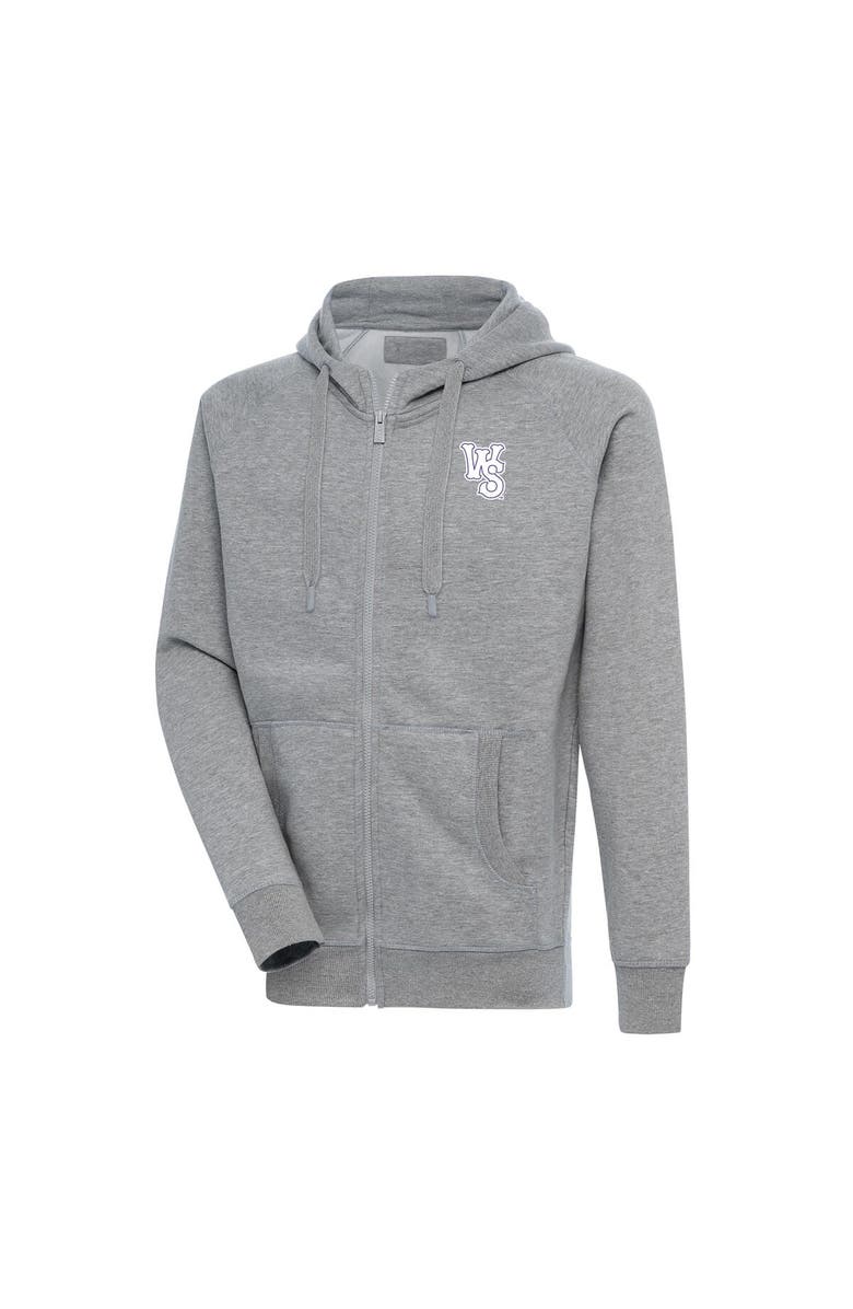 ANTIGUA Men's Antigua Heather Gray Winston-Salem Dash Victory Full-Zip Hoodie, Main, color,