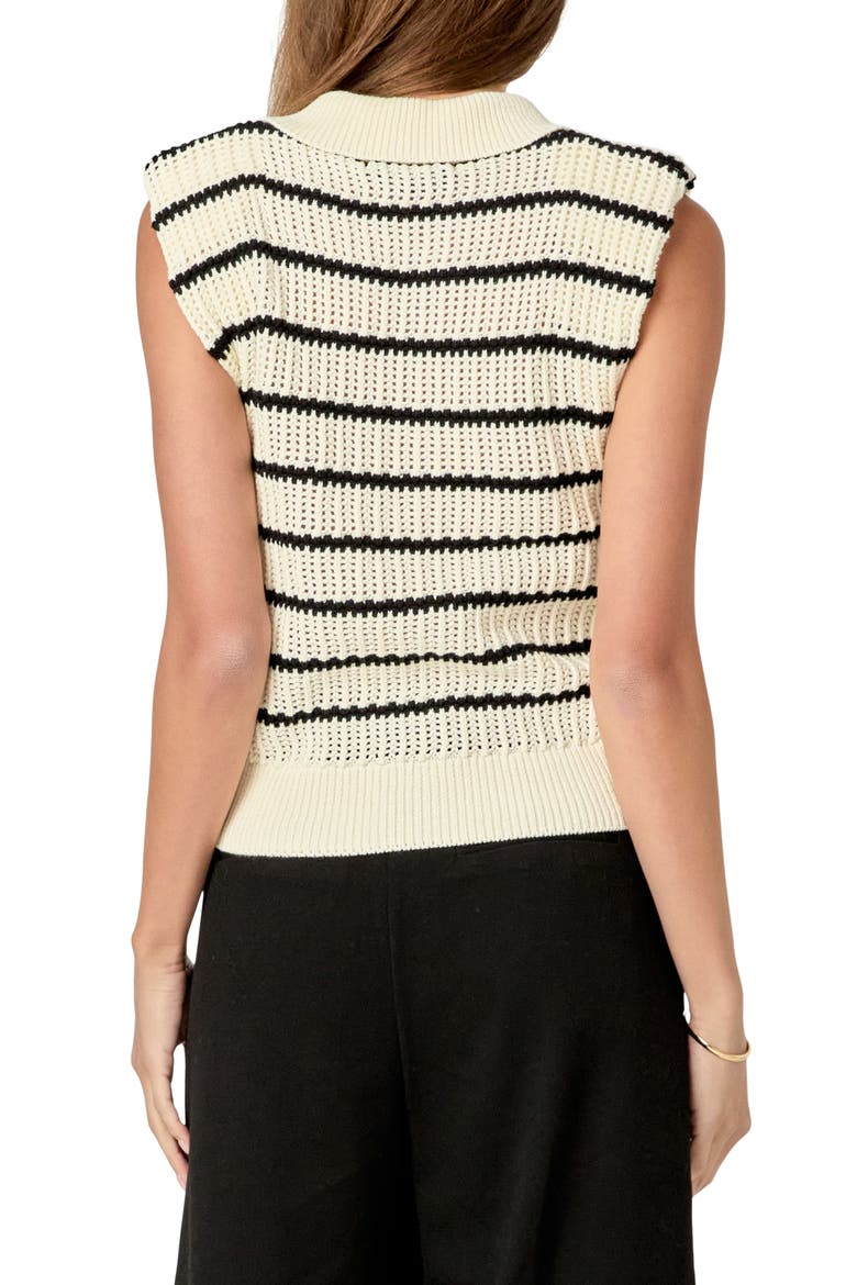 Stripe Open Stitch Collar Sweater Vest, Alternate, color, CREAM/ BLACK