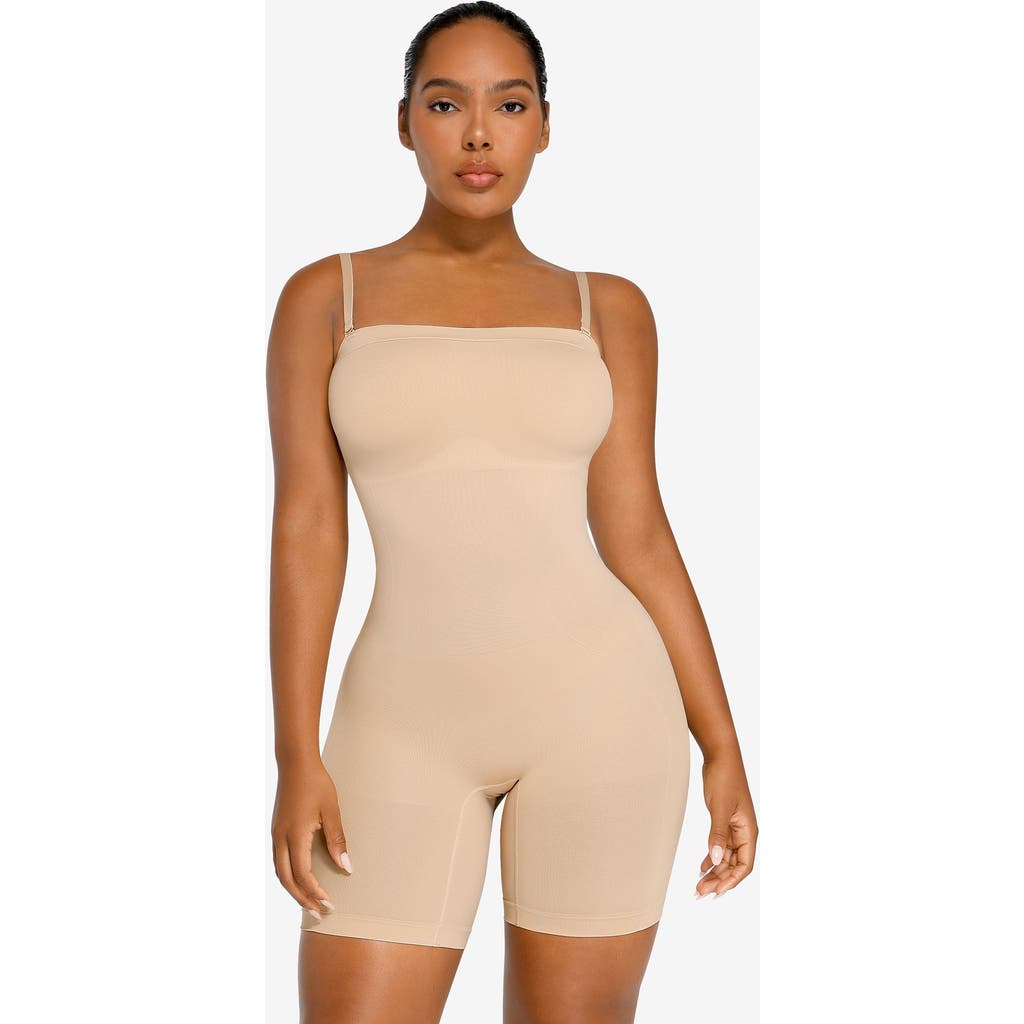 Shapellx Seamless Sculpt Strapless Bodysuit In Khaki