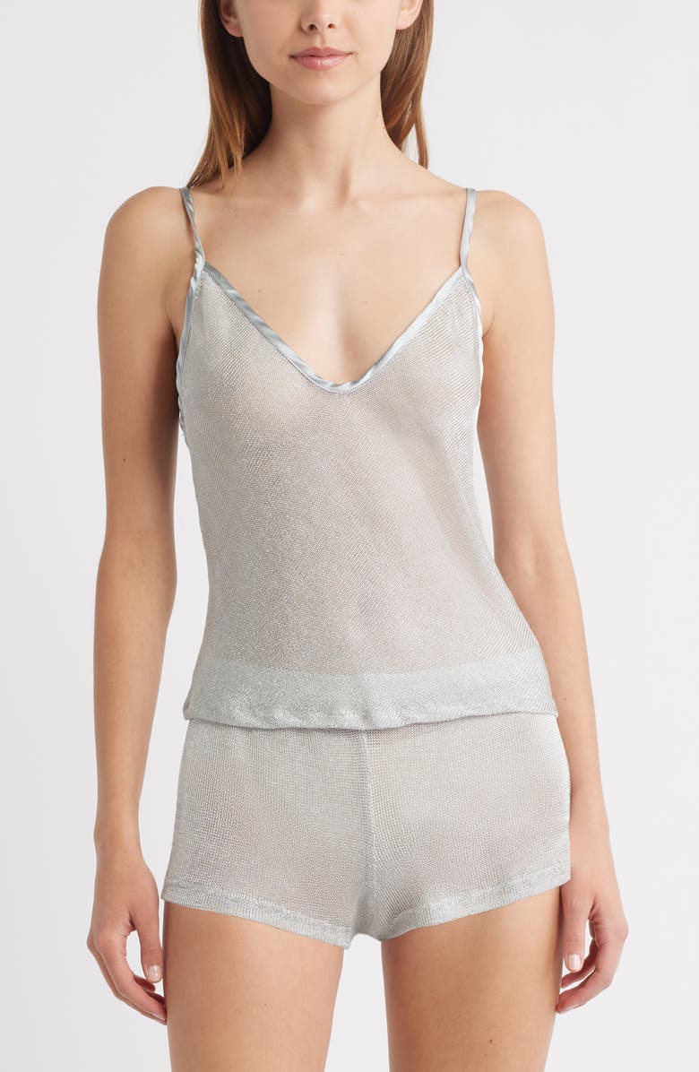 Bella Venice Sheer Mesh Crop Tank, Main, color, Silver