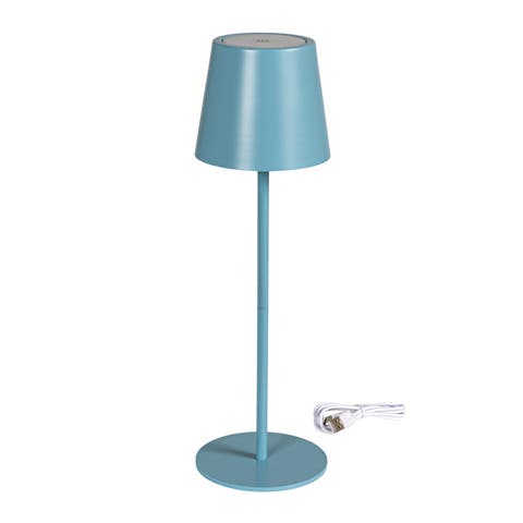 Metal LED Rechargeable Table Lamp with Touch Sensor, Blue