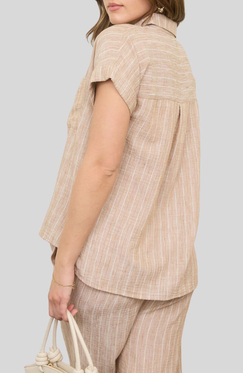 Blu Pepper Stripe Cotton & Linen Button-Up Shirt, Alternate, color, Khaki