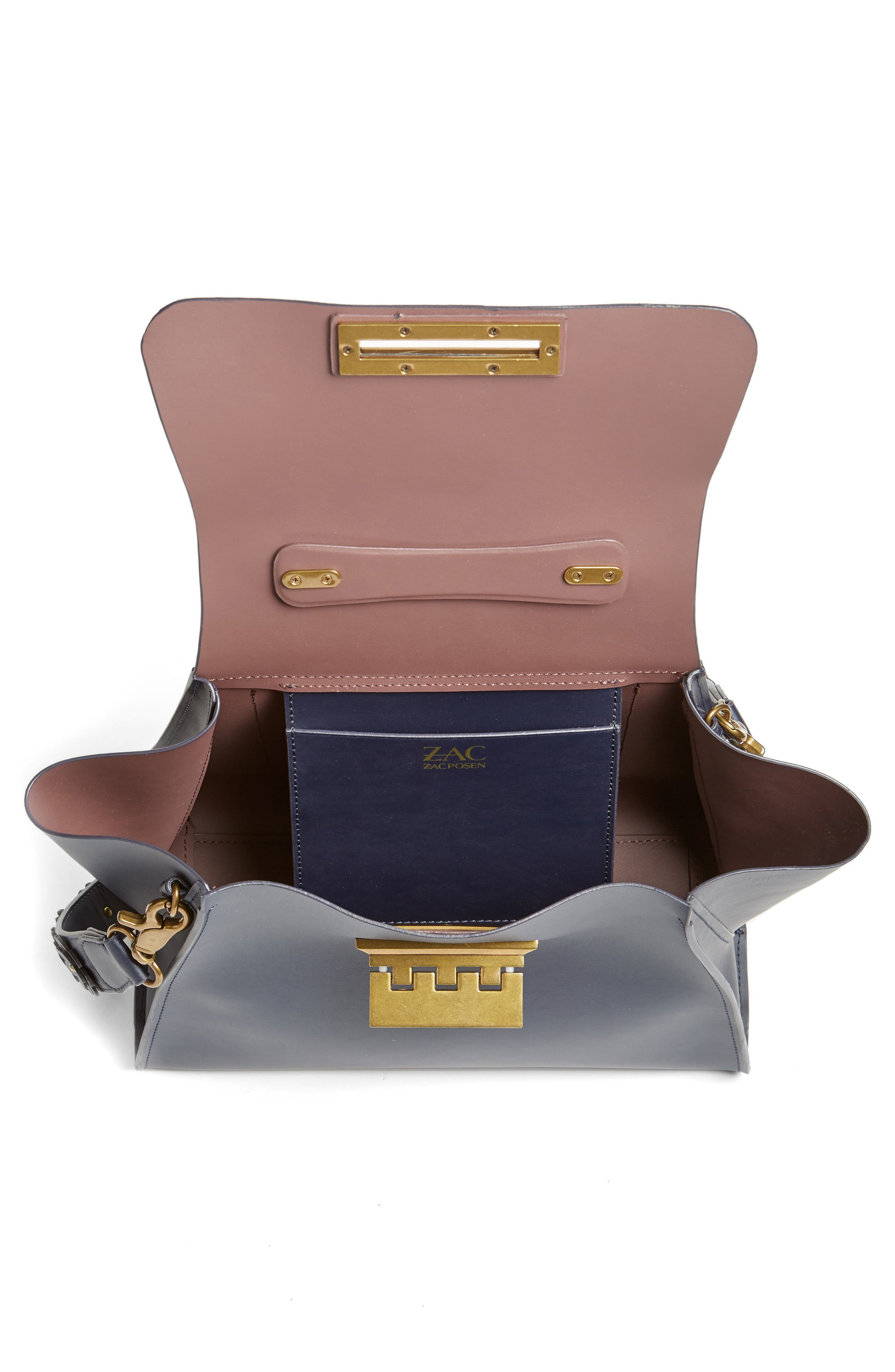Eartha Iconic Leather Top Handle Satchel, Alternate, color, BLUE