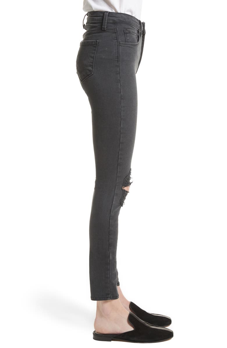 L'AGENCE Margot Ripped High Waist Skinny Jeans, Alternate, color, 