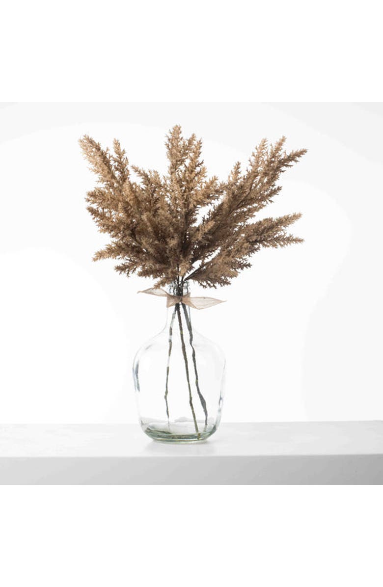 Darby Creek Trading Beige Pampas Grass Everyday Fall Water Illusion Arrangement in Large Glass Jug Vase with Burlap Tie, Main, color, Beige