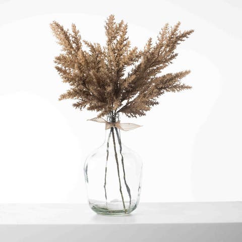 Beige Pampas Grass Everyday Fall Water Illusion Arrangement in Large Glass Jug Vase with Burlap Tie