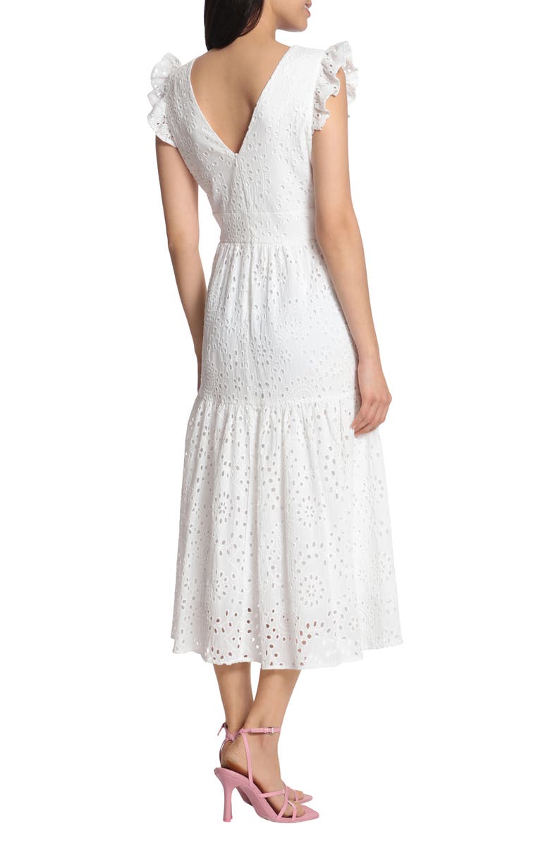 Maggy London Cotton Eyelet Tiered Midi Dress, Alternate, color, 