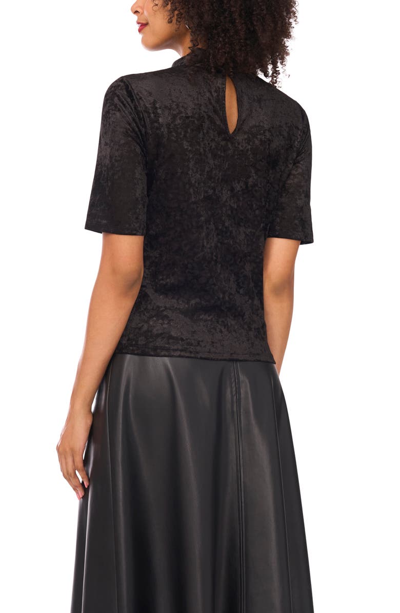 Vince Camuto Animal Print Jacquard Chenille Mesh Mock Neck Top, Alternate, color, Rich Black