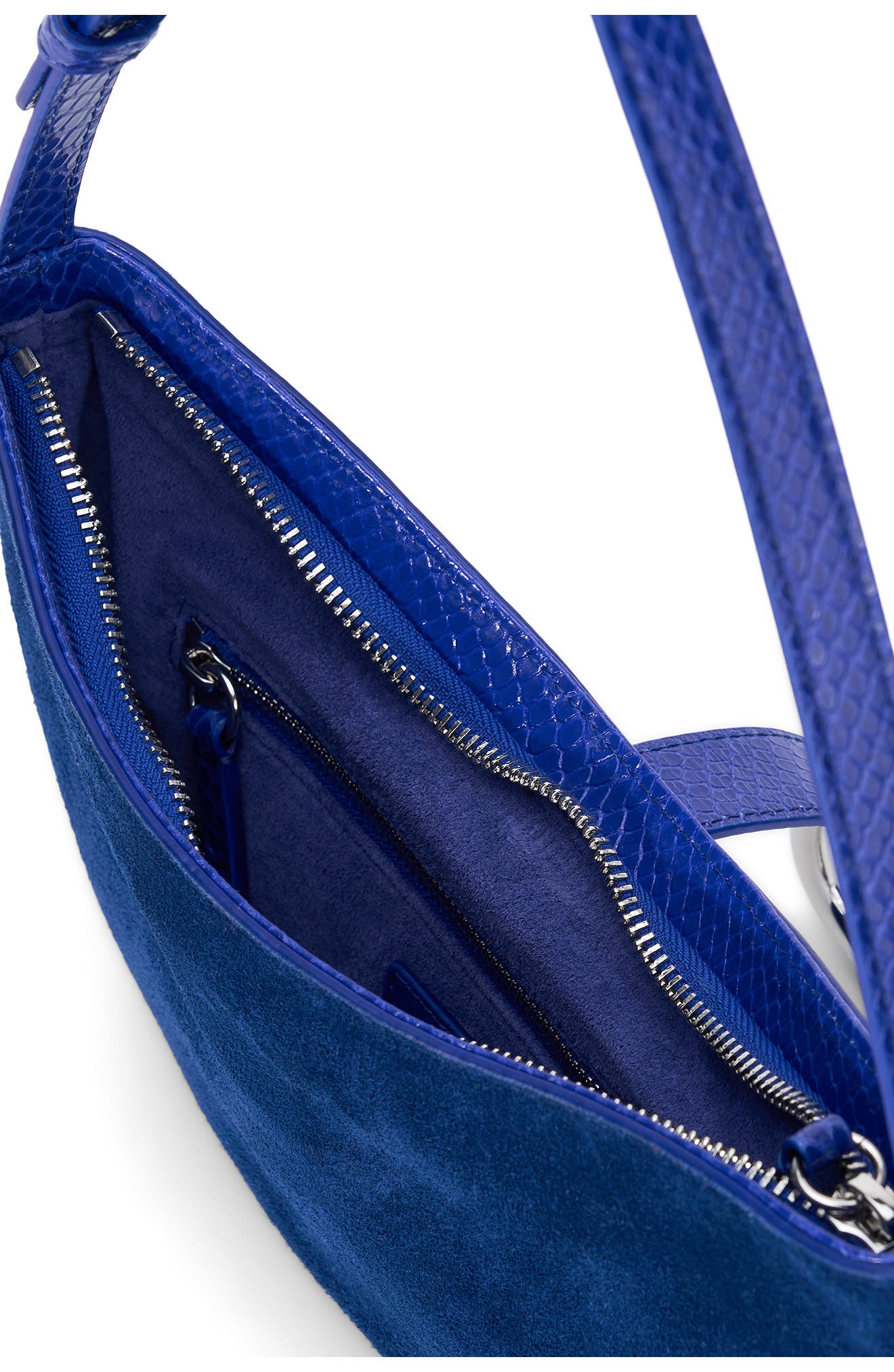 Harlow Crescent Leather Shoulder Bag, Alternate, color, COBALT