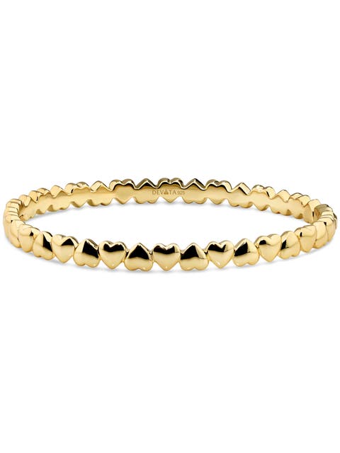 Sweet Heart Eternity Bangle Bracelet in Gold Plated Sterling Silver